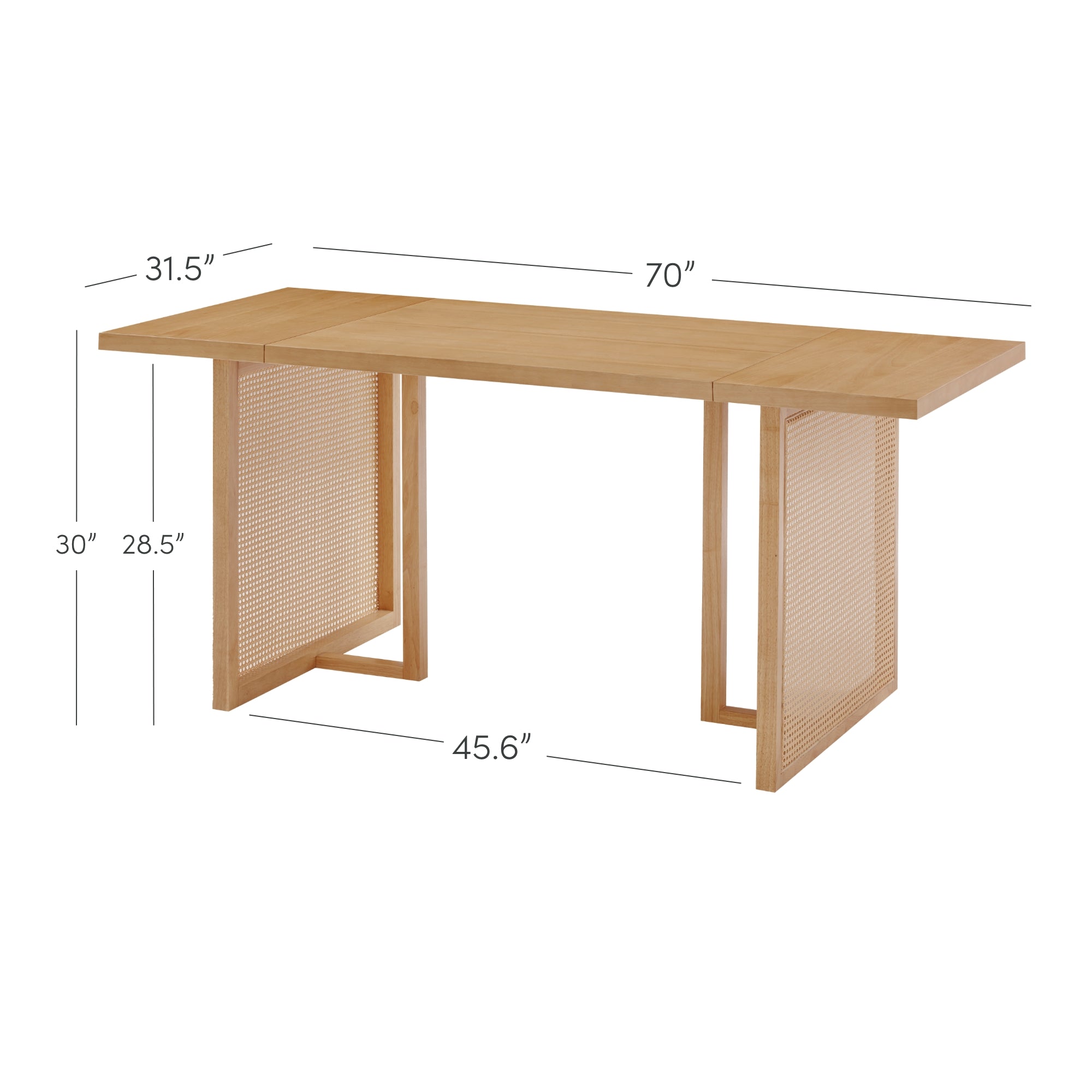 Bohemian Natural Wood & Rattan Dining Table
