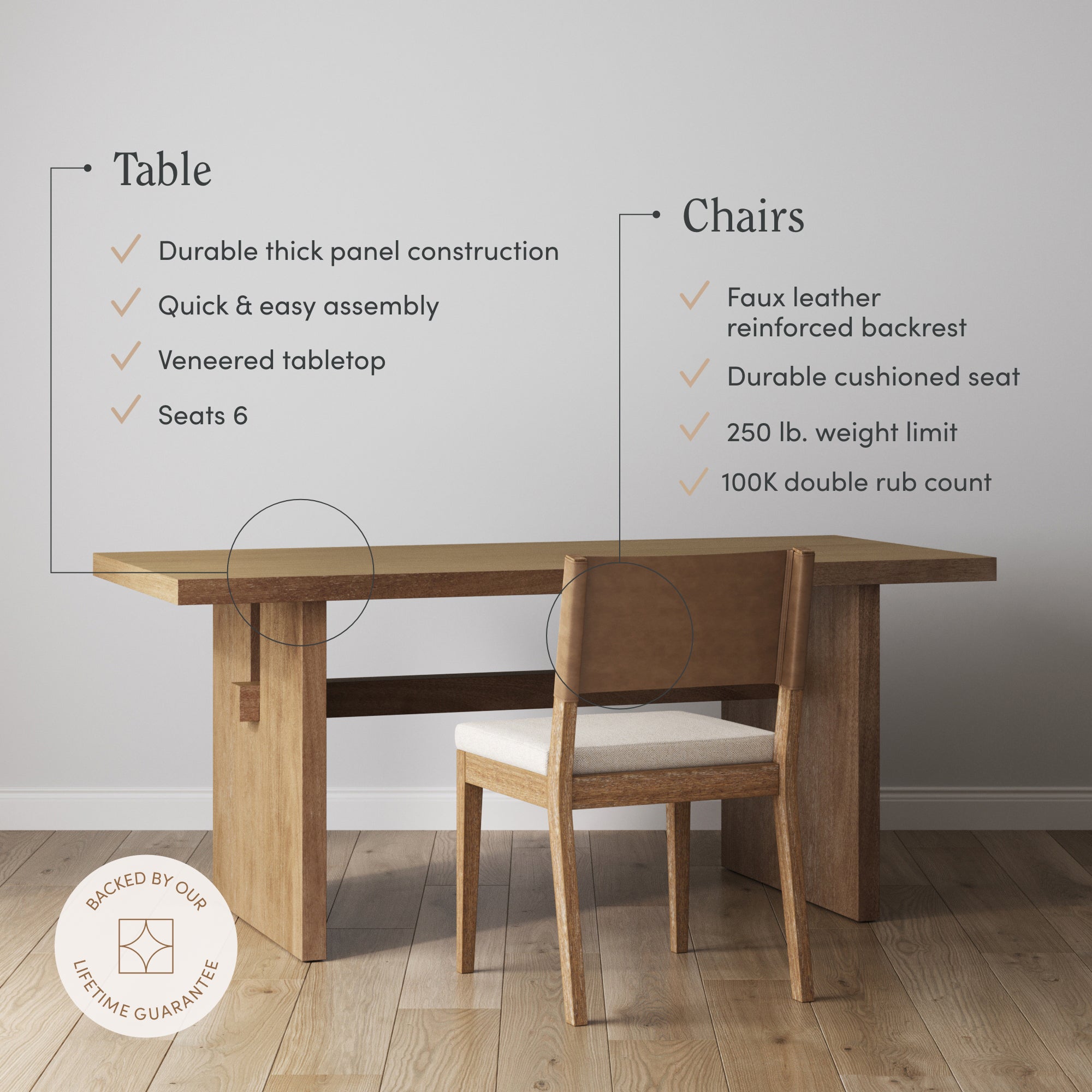 Farmhouse Dining Set (4 Chairs)