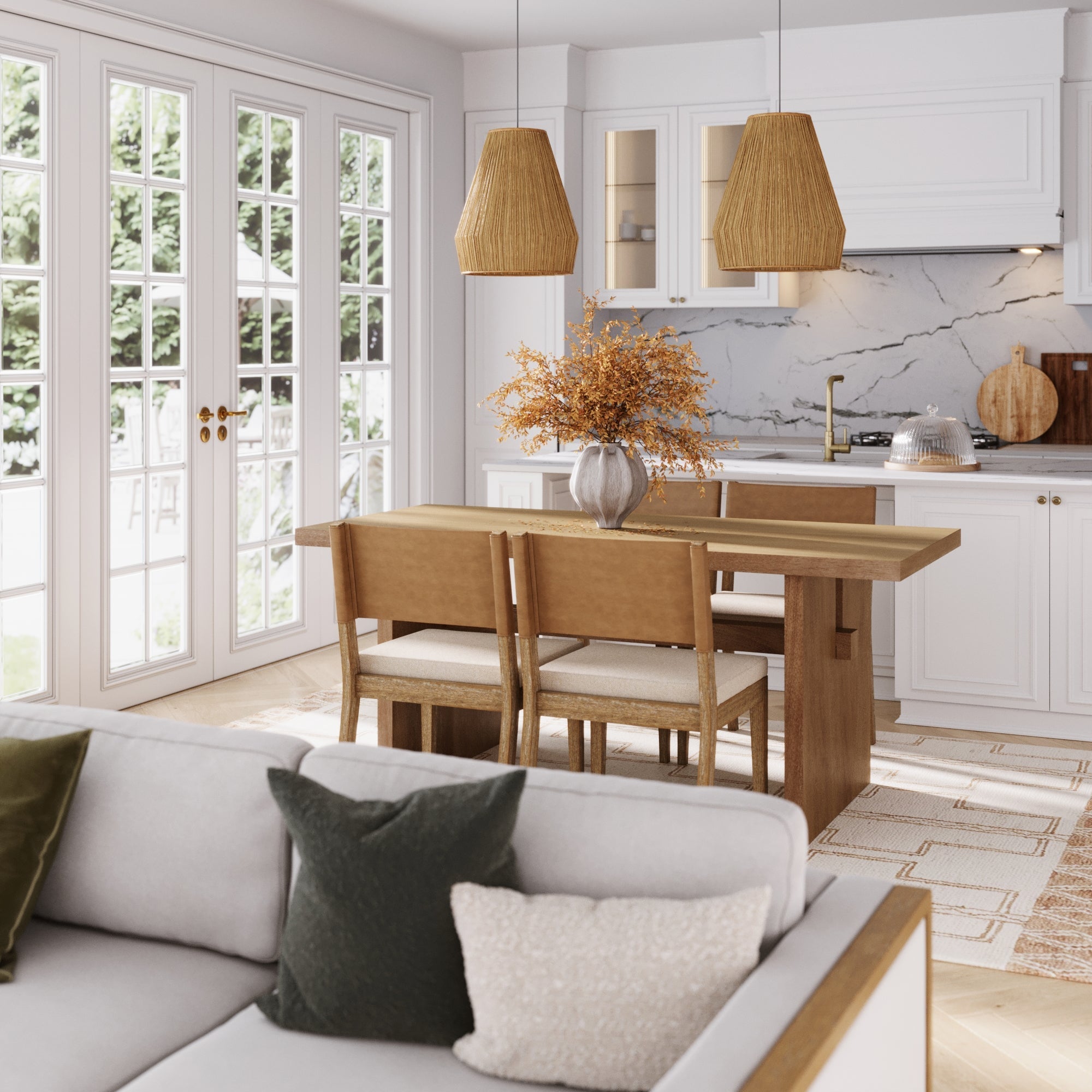 Farmhouse Dining Set (4 Chairs)