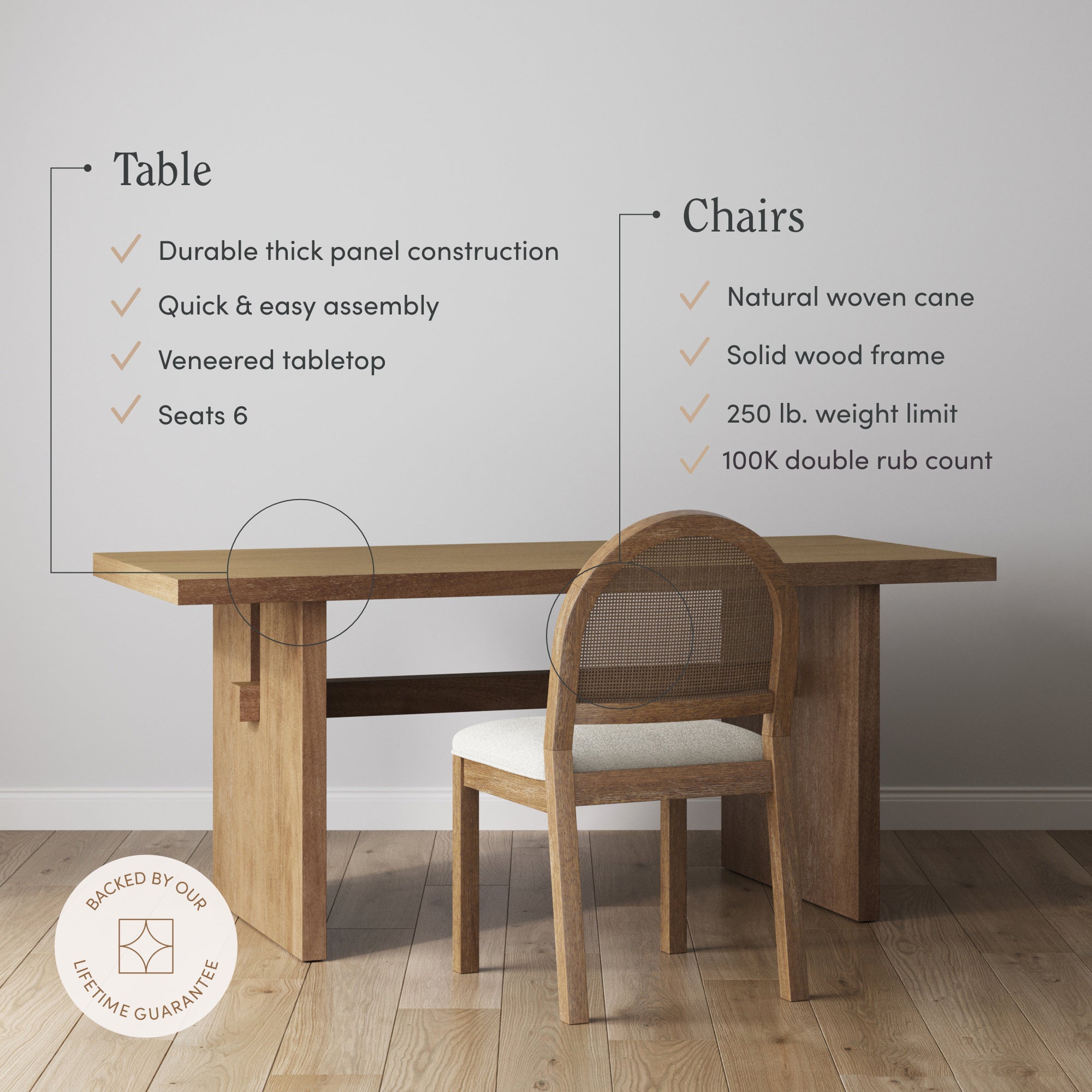 Bohemian Cane Dining Set (4 Chairs)