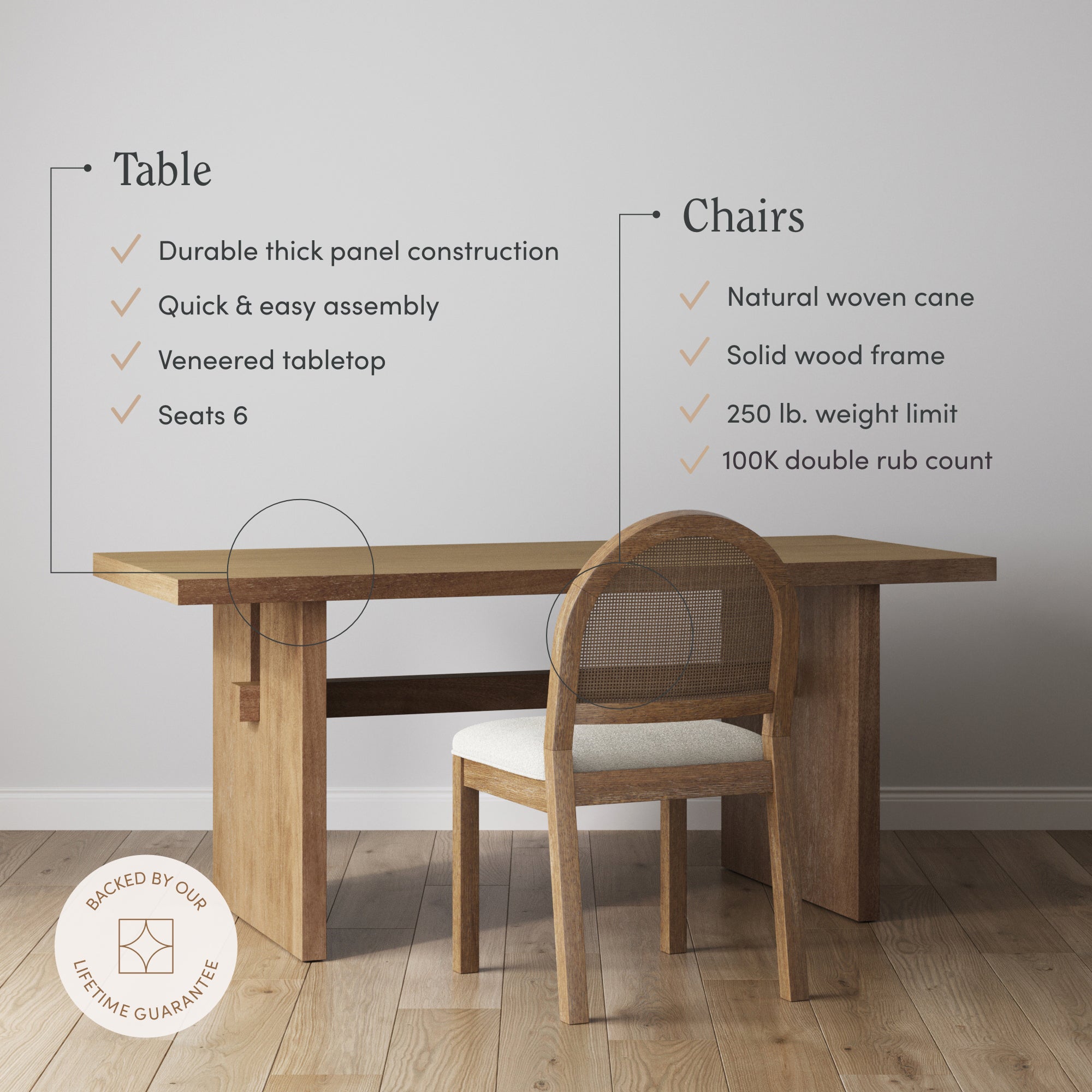 Bohemian Cane Dining Set (6 Chairs)