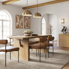 Mid-Century Dining Set Light Brown (6 Chairs)