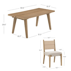 Boho Seagrass Dining Table Set (4 Chairs)