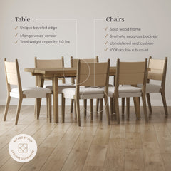 Boho Seagrass Dining Table Set (6 Chairs)