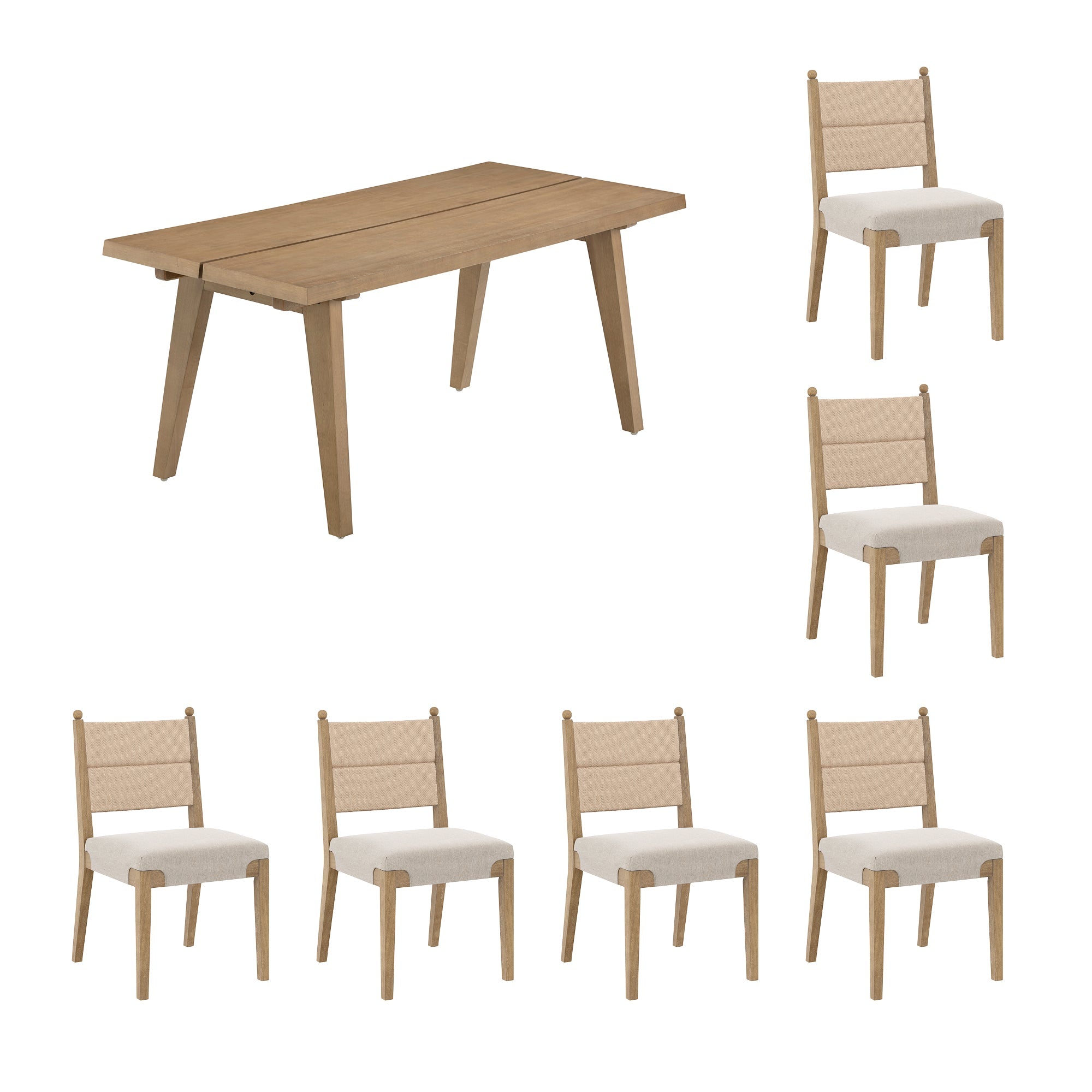 Boho Seagrass Dining Table Set (6 Chairs)
