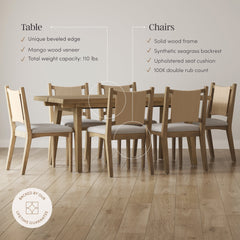 Bohemian Wooden Dining Table Set (6 Chairs)