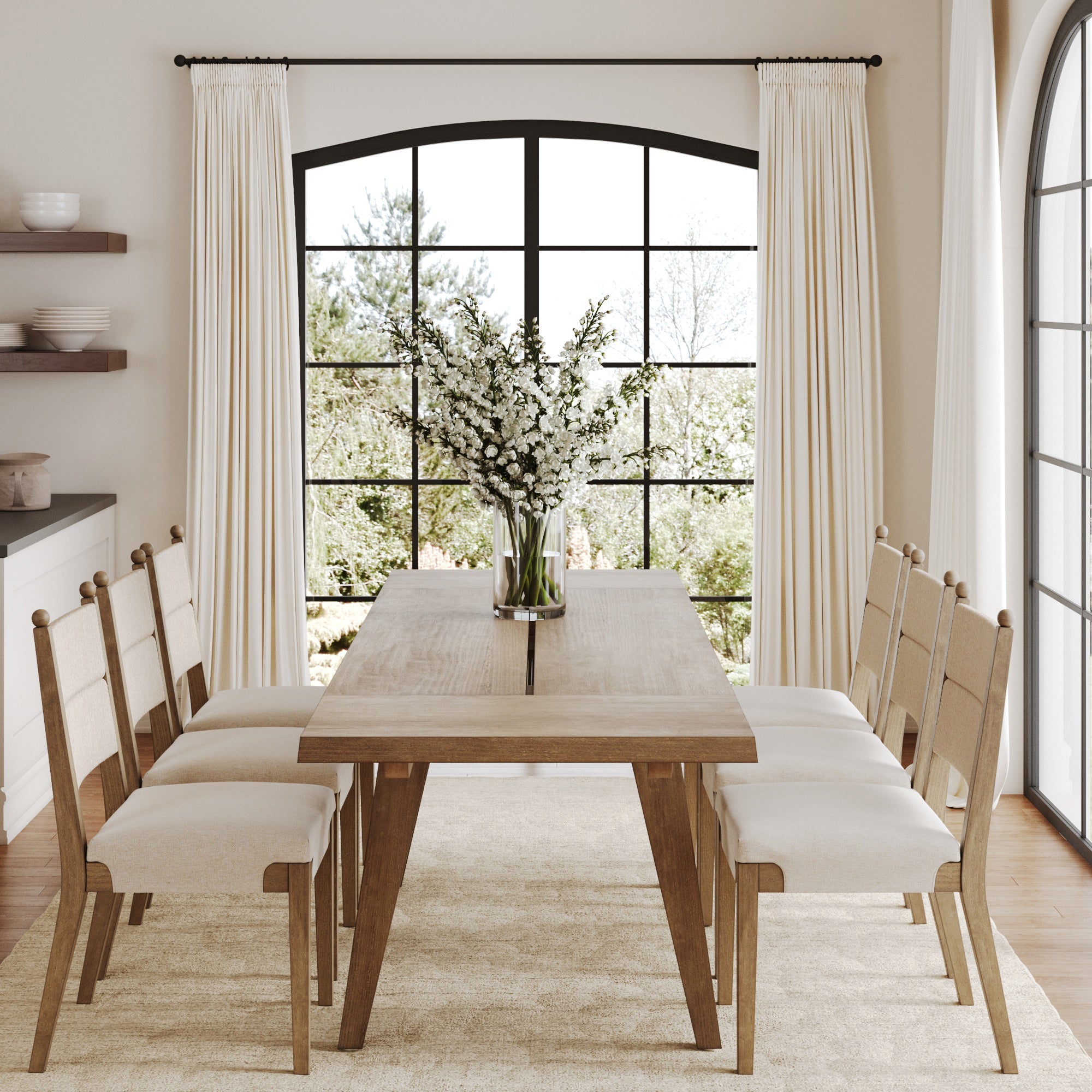 Extendable Bohemian Seagrass Dining Table Set (6 Chairs)