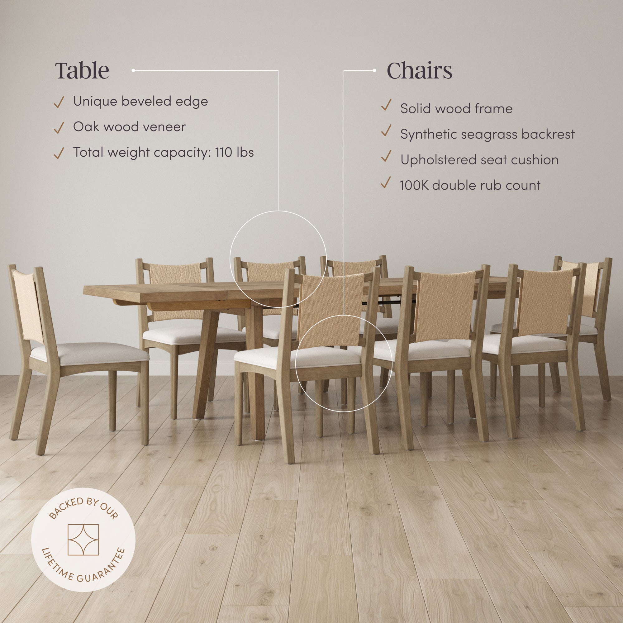 Bohemian Wooden Dining Table Set (8 Chairs)