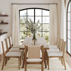 Bohemian Wooden Dining Table Set (8 Chairs)