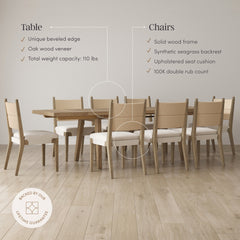 Boho Seagrass Dining Table Set (8 Chairs)