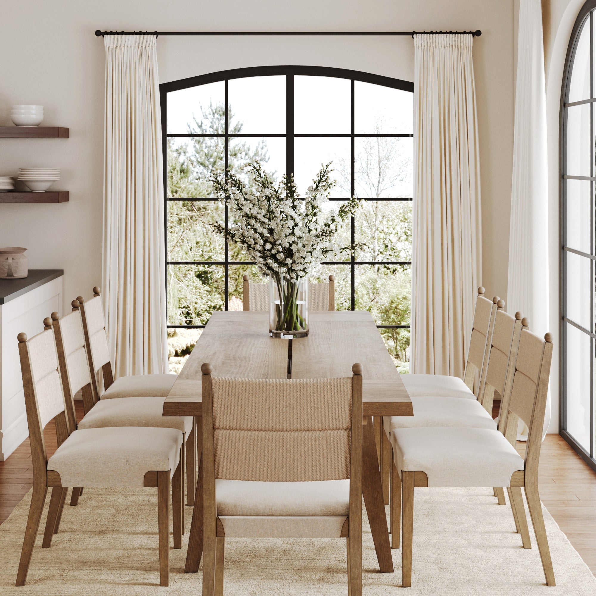 Boho Seagrass Dining Table Set (8 Chairs)