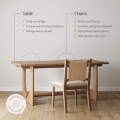 Mid-Century Flax Dining Table Set (4 Chairs)