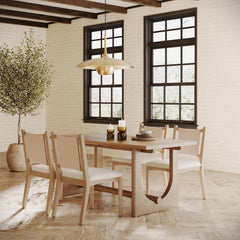 Mid-Century Flax Dining Table Set (4 Chairs)