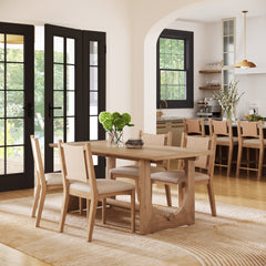 Mid-Century Flax Dining Table Set (4 Chairs)