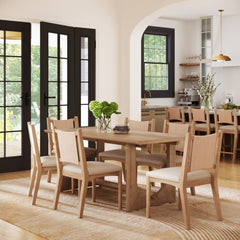 Mid-Century Flax Dining Table Set (6 Chairs)