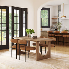 Mid-Century Faux Leather Dining Room Set for 4 (4 Chairs)