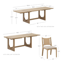 Extendable Mid-Century Flax Dining Table Set (6 Chairs)