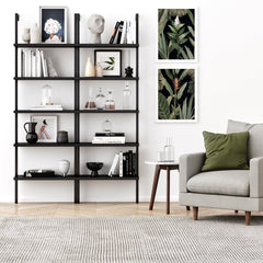5-Shelf Ladder Bookshelf Black