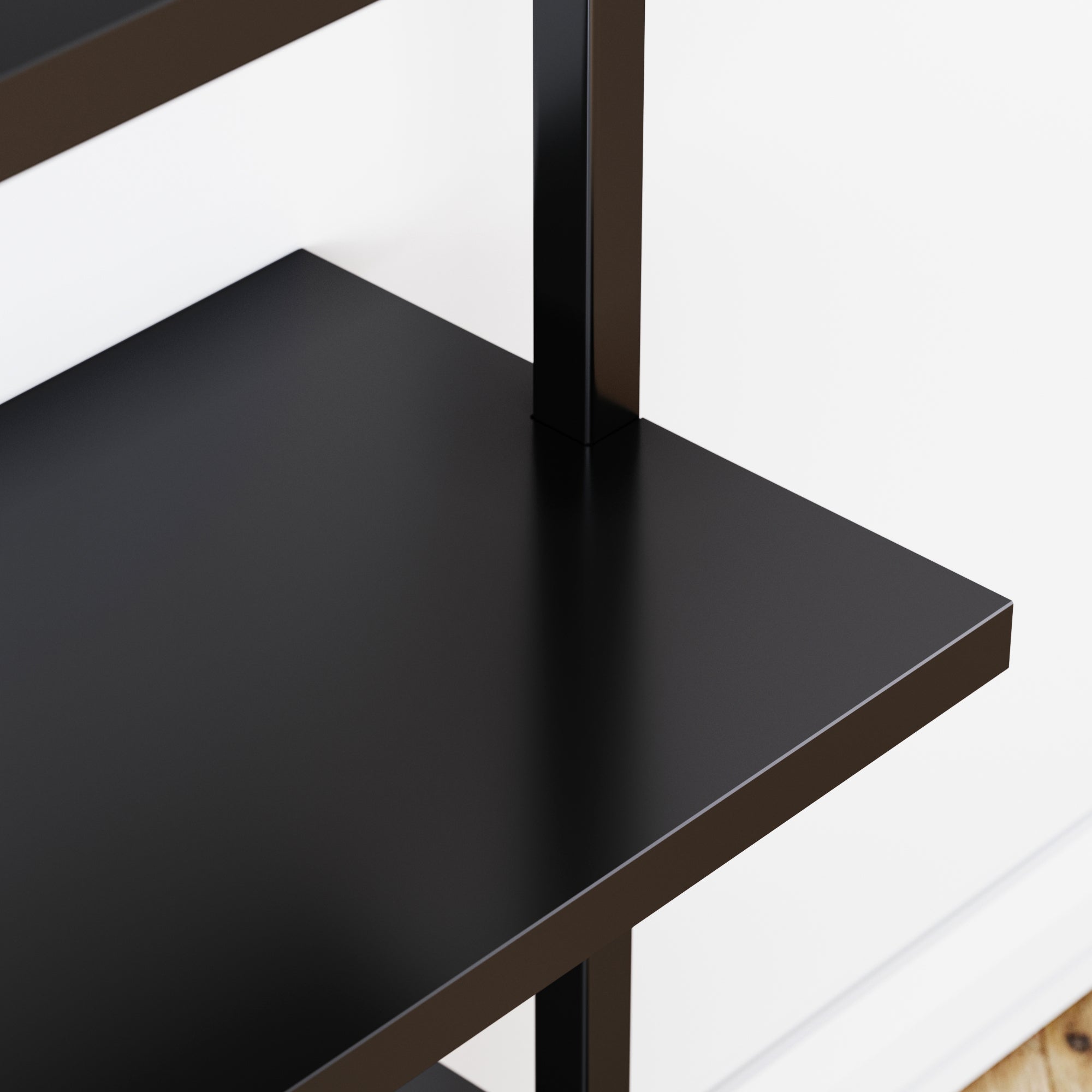 5-Shelf Ladder Bookshelf Black (Set of 3)