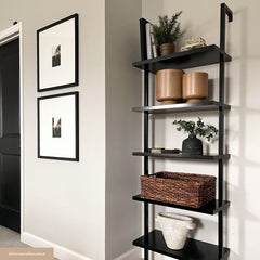 5-Shelf Ladder Bookshelf Black (Set of 3)