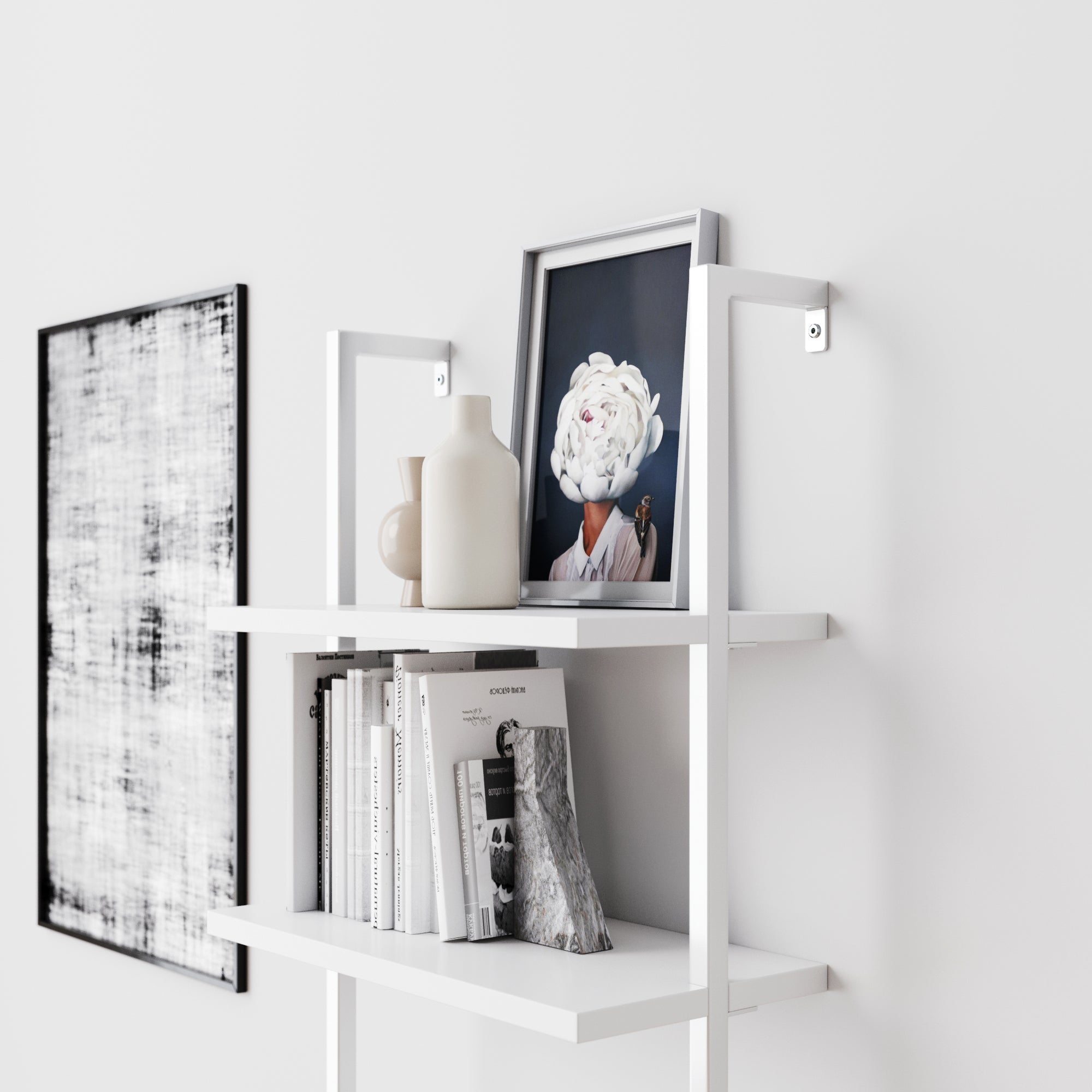 5-Shelf Coastal Ladder Bookshelf White (Set of 4)