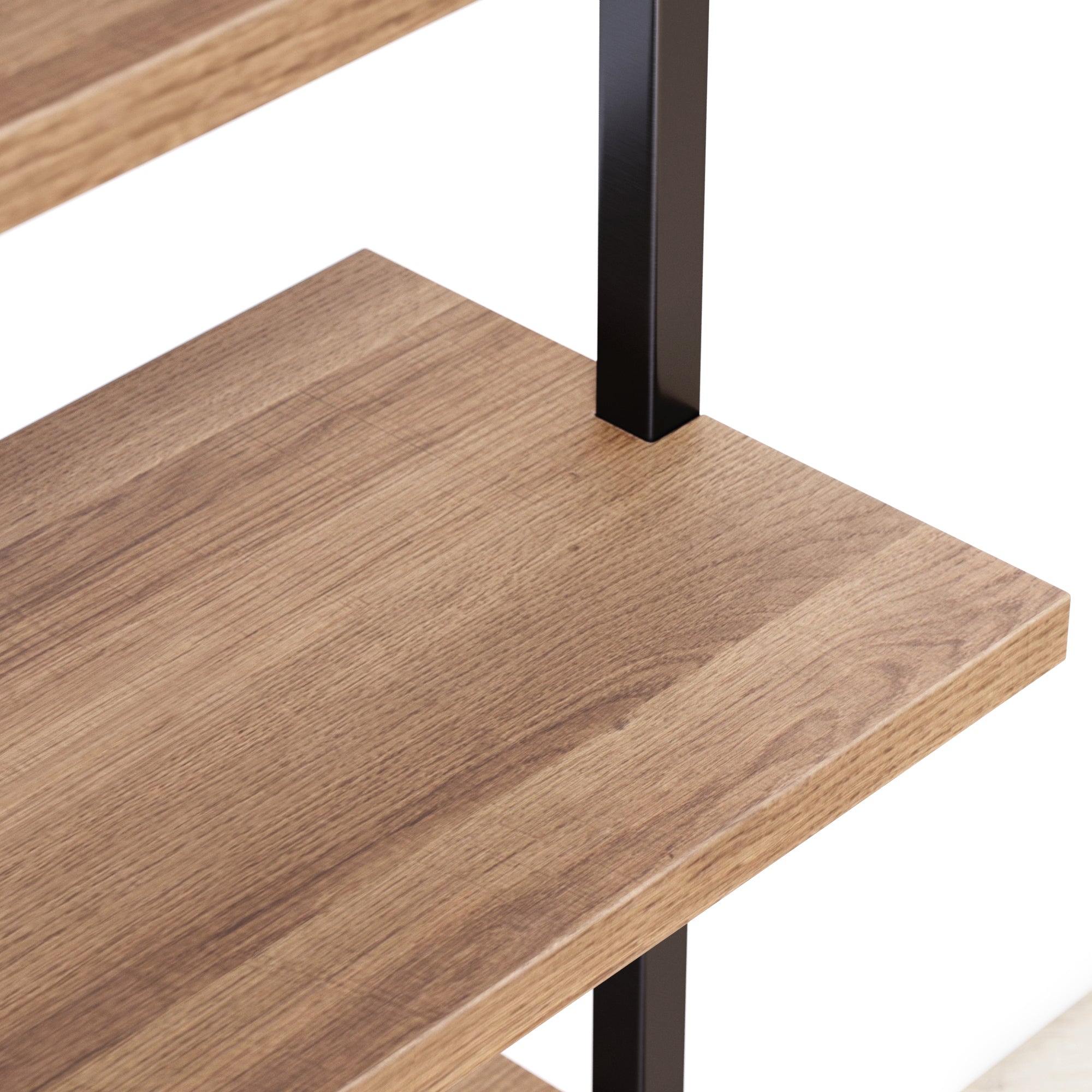 5-Shelf Ladder Bookshelf Oak Matte Black