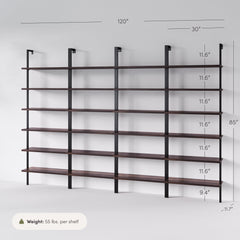 6-Shelf Bookcase Nutmeg Matte Black (Set of 4)