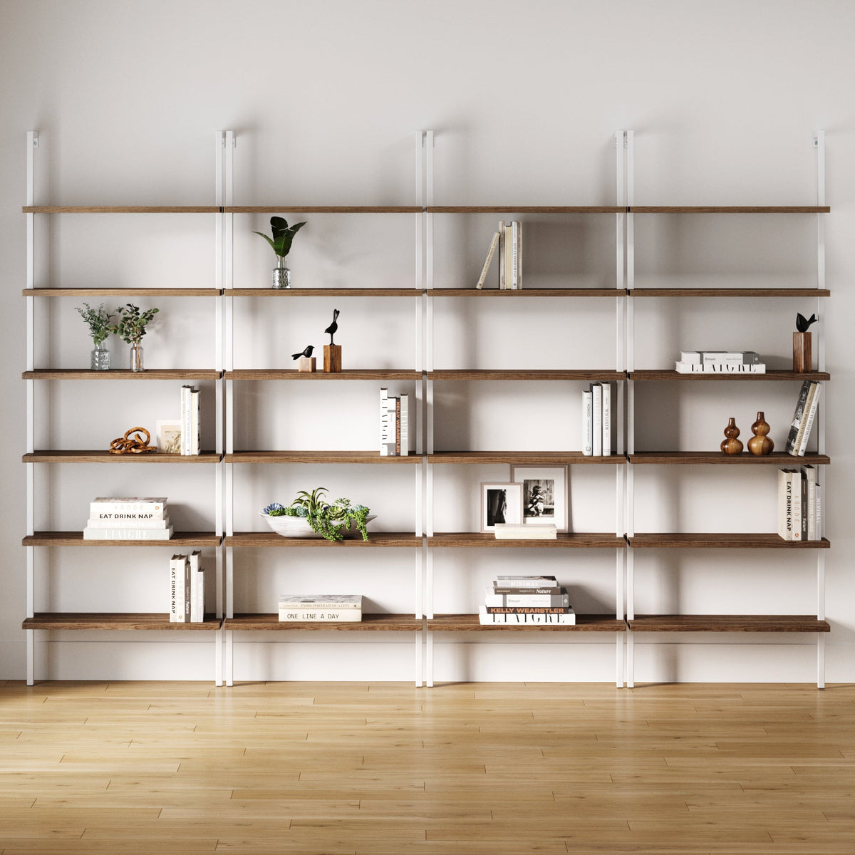 6-Shelf Bookcase Oak Matte White (Set of 4)