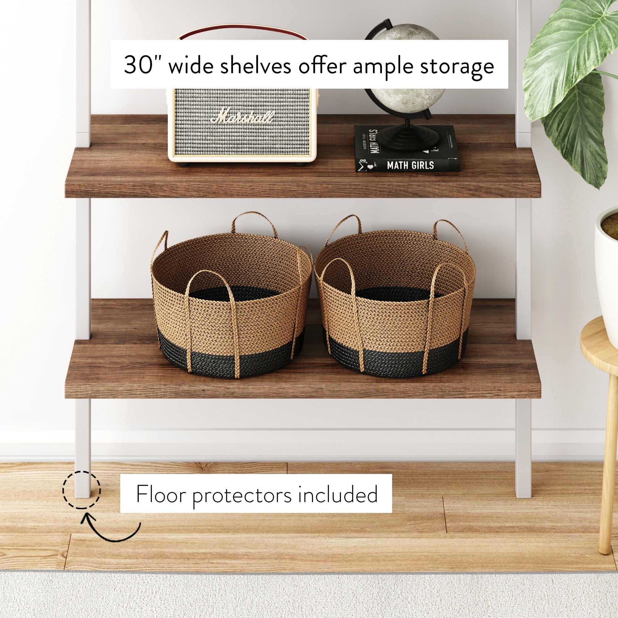 6-Shelf Bookcase Oak Matte White (Set of 2)