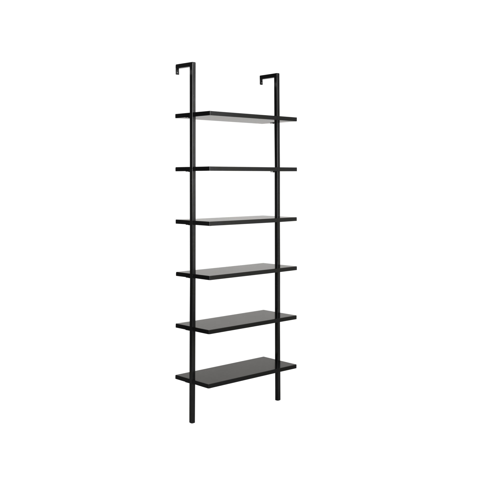 6-Shelf Wall Mount Bookshelf Black (Set of 2)