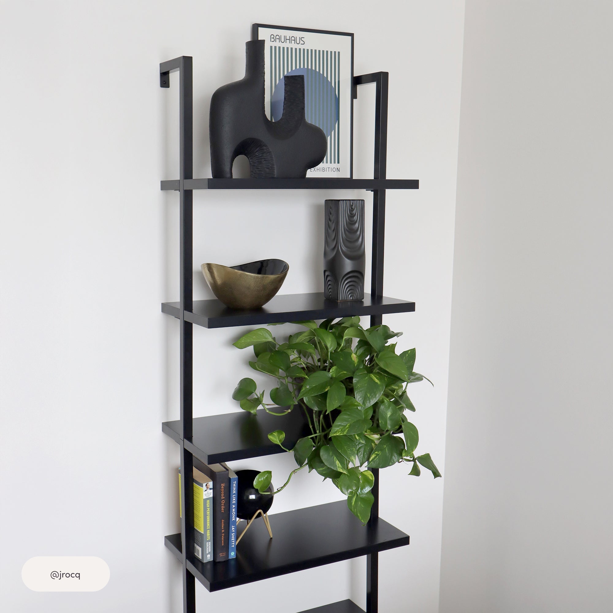 6-Shelf Wall Mount Bookshelf Black (Set of 3)