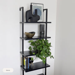 6-Shelf Wall Mount Bookshelf Black (Set of 3)
