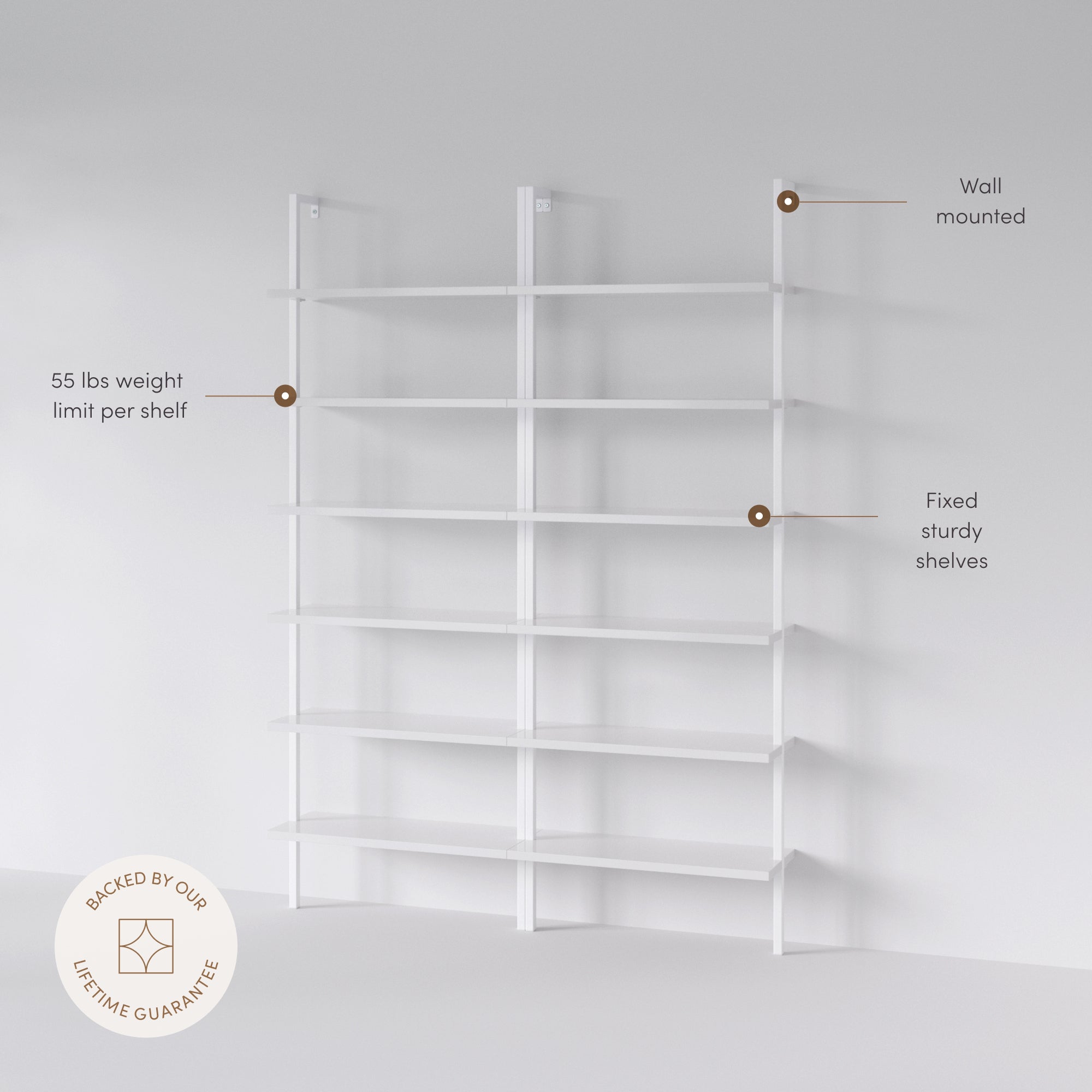6-Shelf Ladder Bookshelf White (Set of 2)