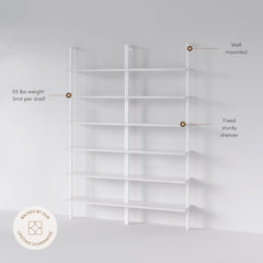 6-Shelf Ladder Bookshelf White (Set of 2)