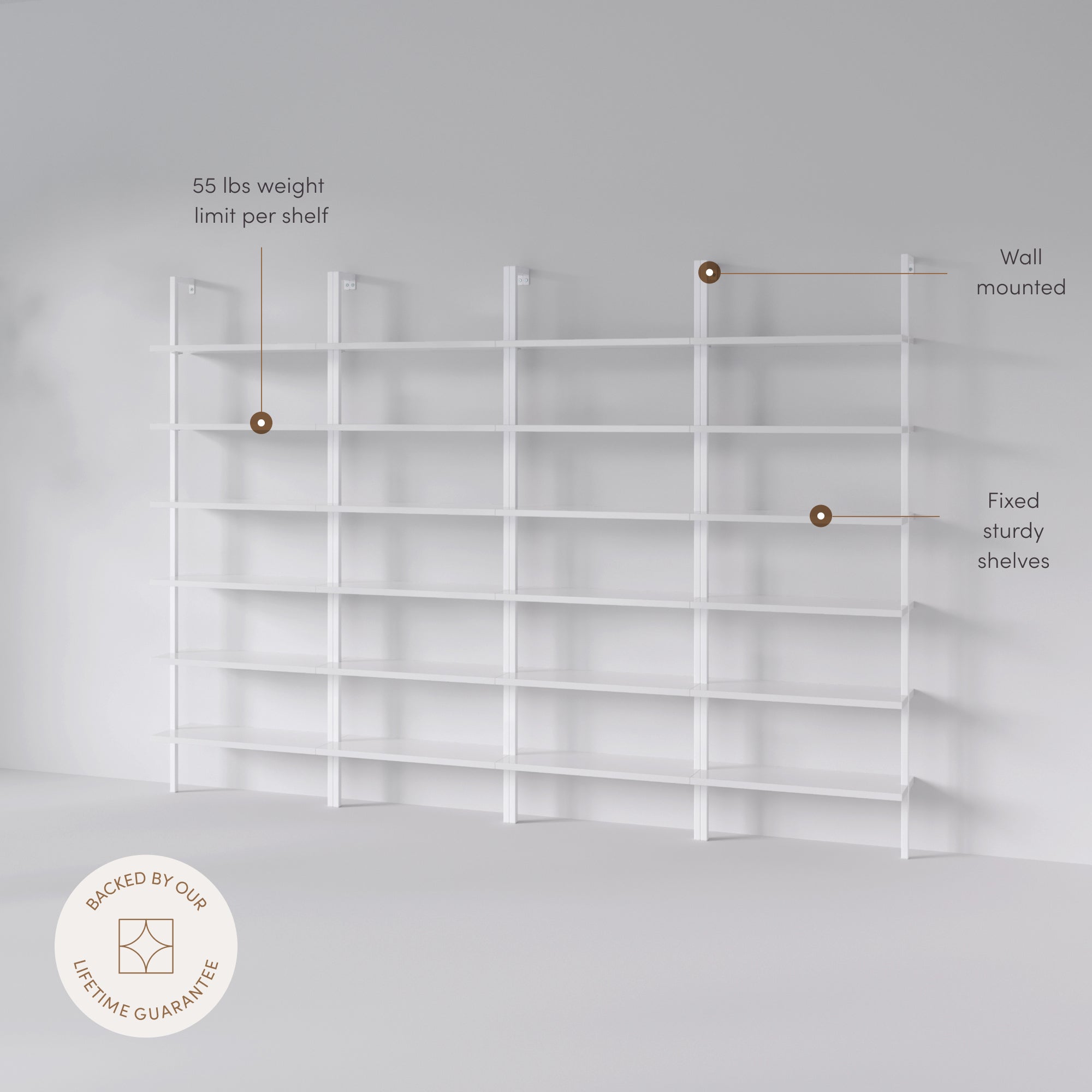 6-Shelf Ladder Bookshelf White (Set of 4)