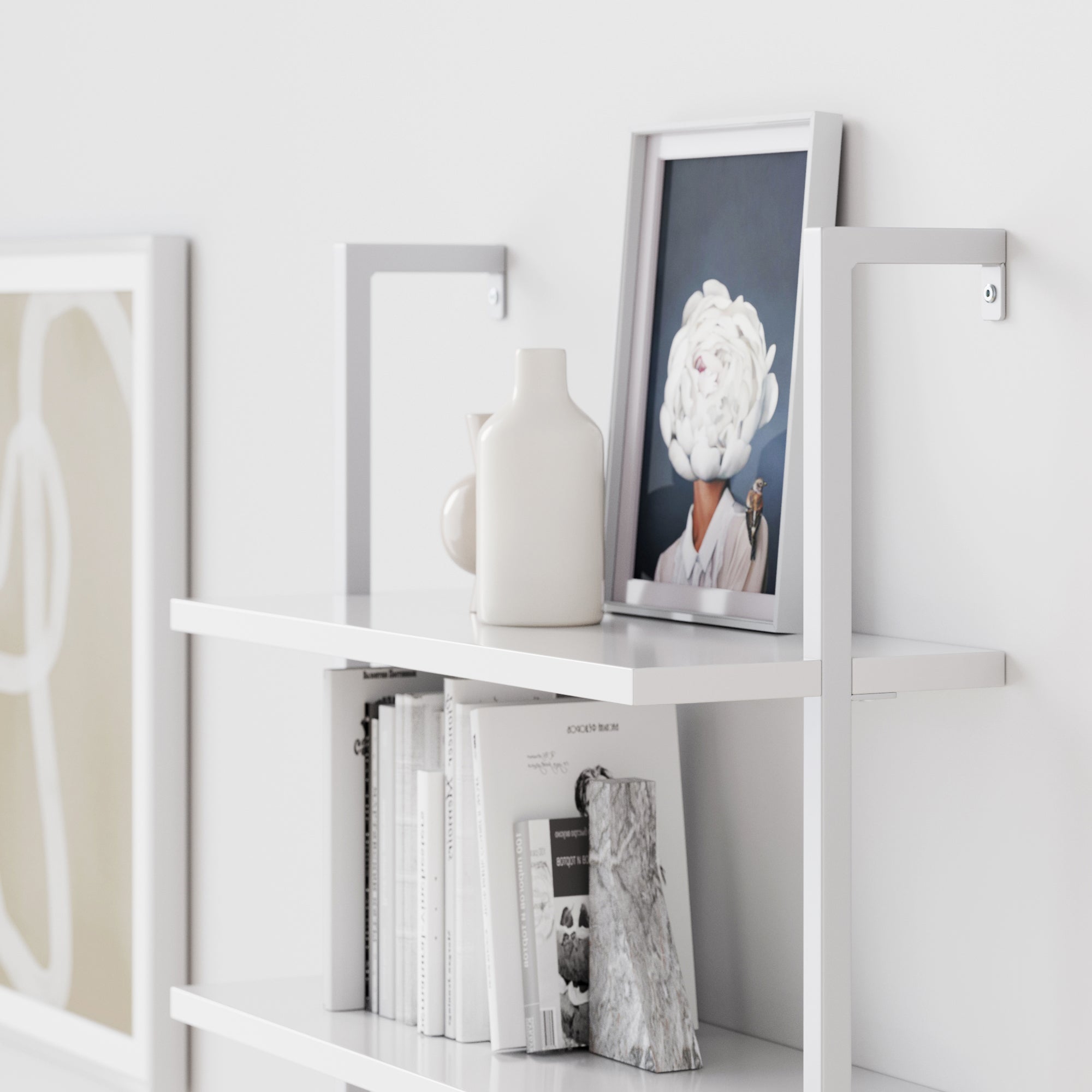 6-Shelf Ladder Bookshelf White (Set of 2)