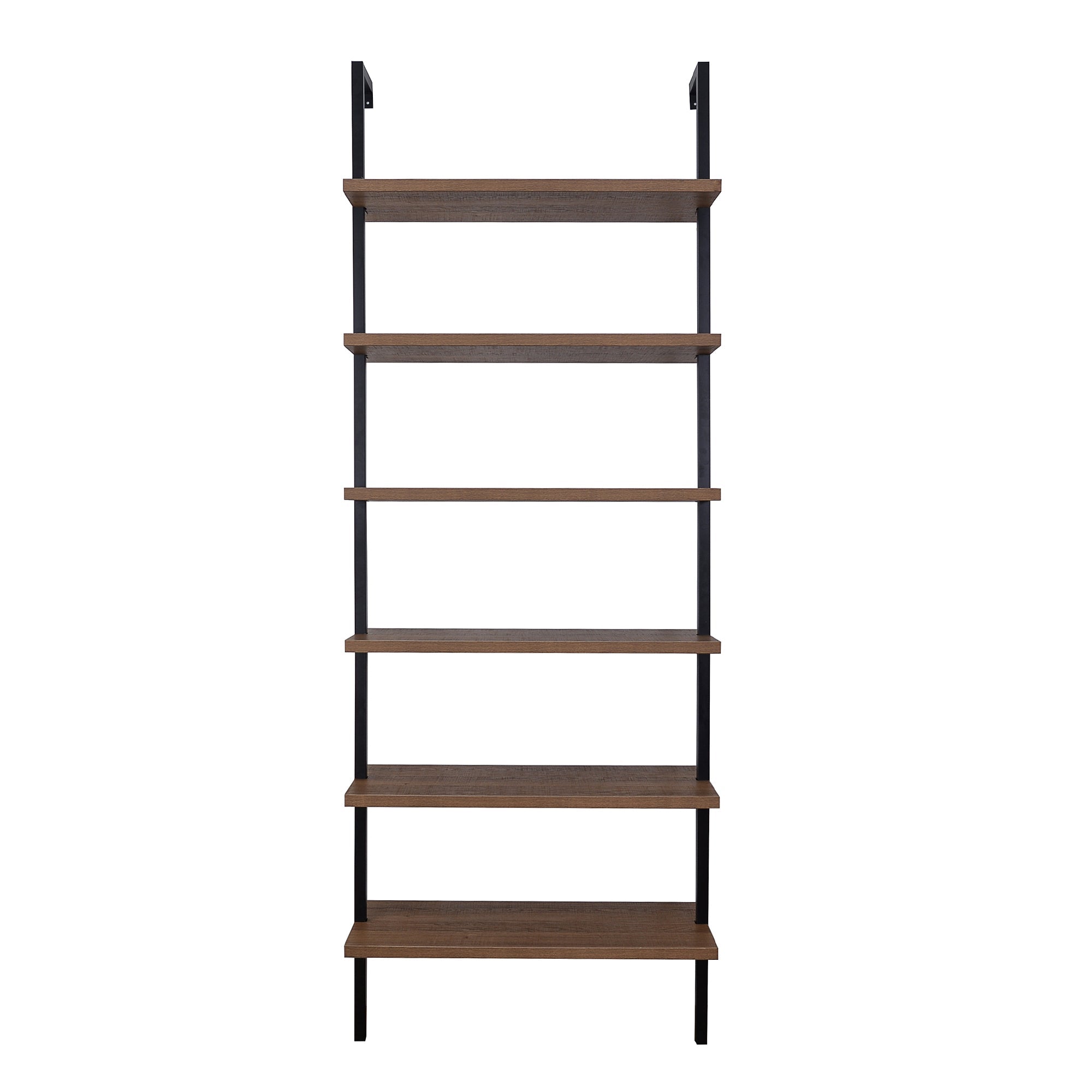 6-Shelf Bookcase Oak Matte Black (Set of 4)
