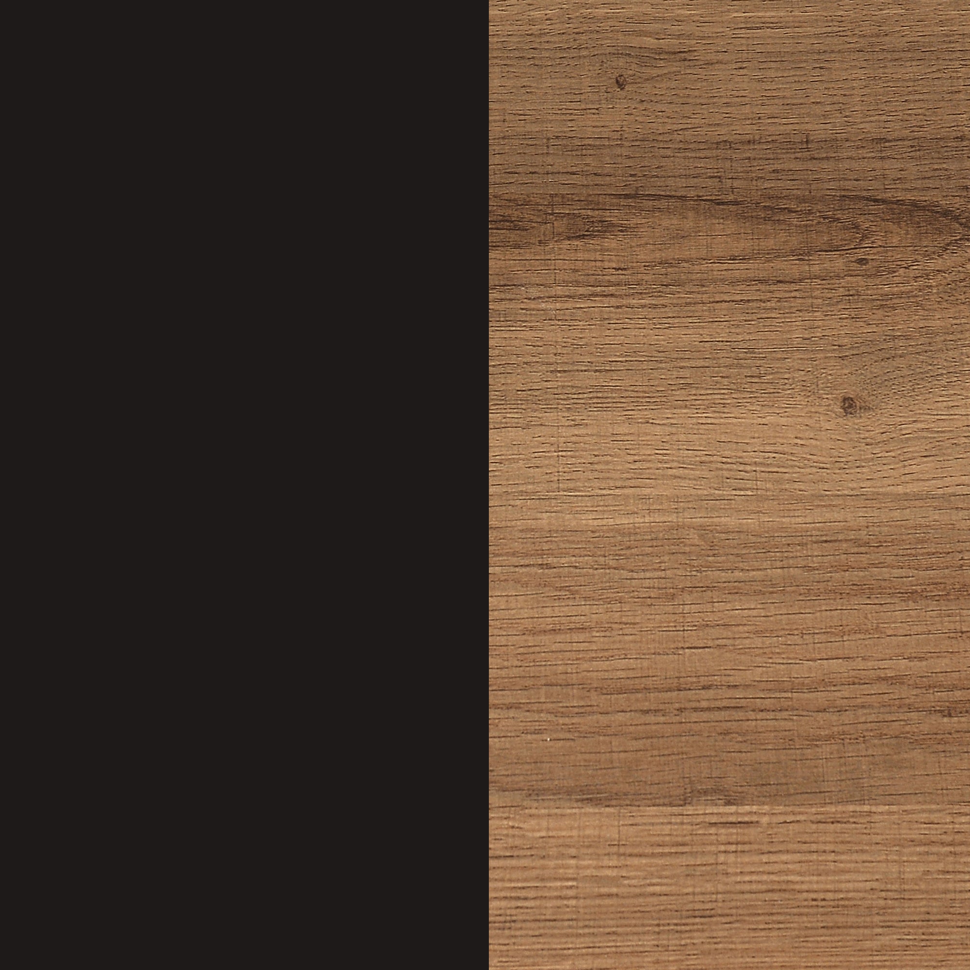 6-Shelf Bookcase Oak Matte Black (Set of 2)