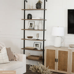 6-Shelf Bookcase Oak Matte Black (Set of 3)