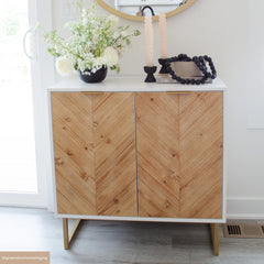Large Herringbone Kitchen Storage Credenza White (Set of 4)