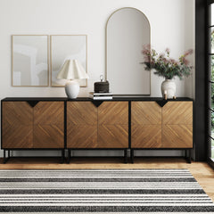 Brushed Fir Kitchen Cabinet Credenza (Set of 3)