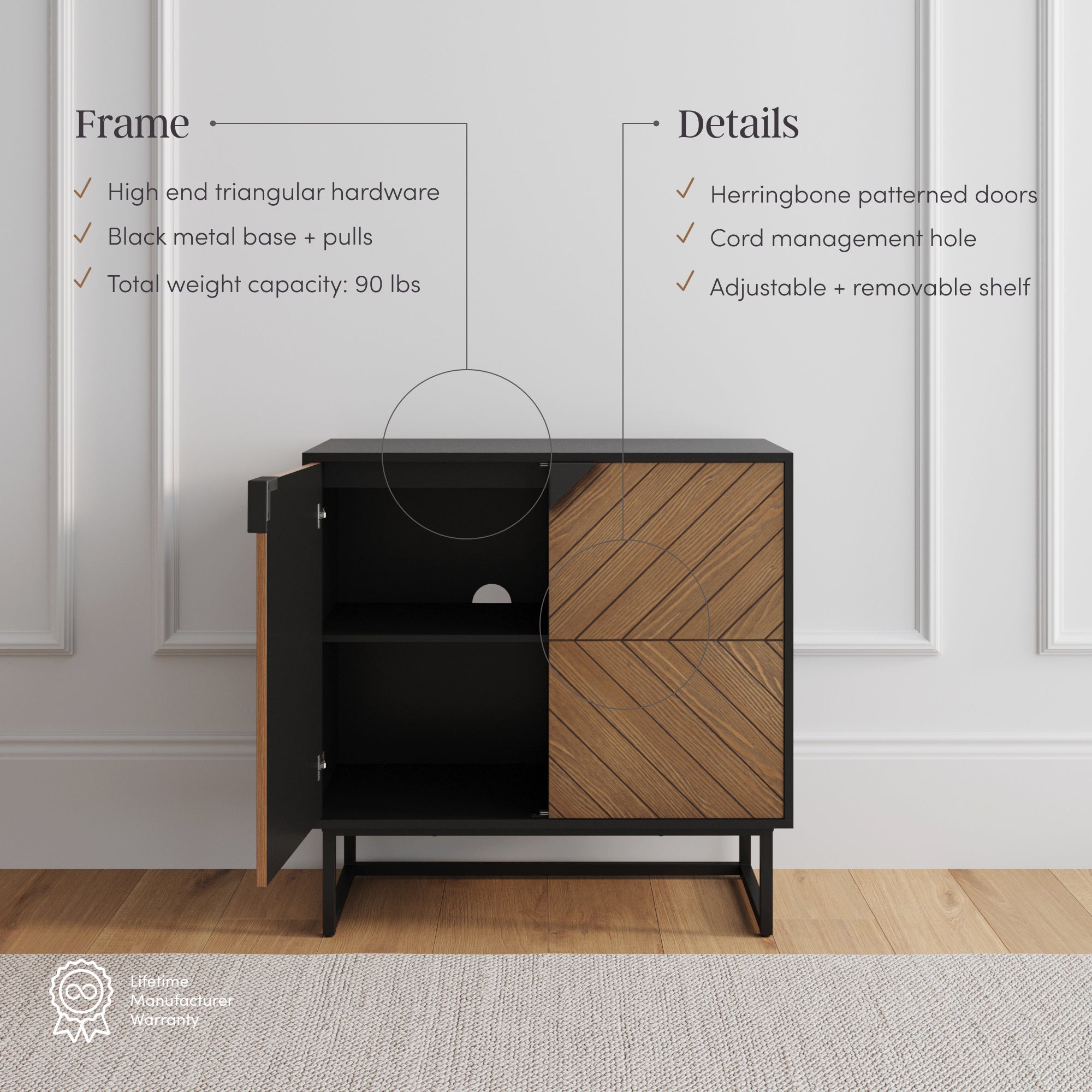 Large Brushed Fir Credenza Console Table (Set of 4)