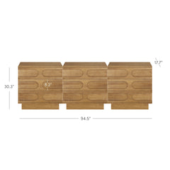 Mid-Century 9-Drawer Extra Large Dresser Light Brown (Set of 3)