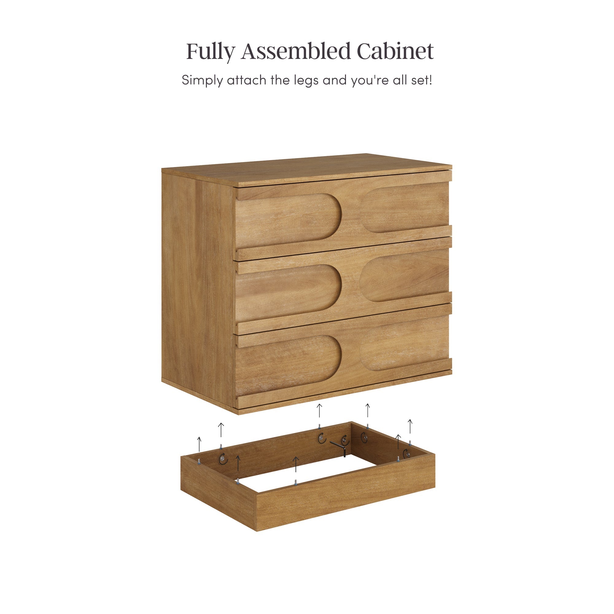 Mid-Century 9-Drawer Extra Large Dresser Light Brown (Set of 3)