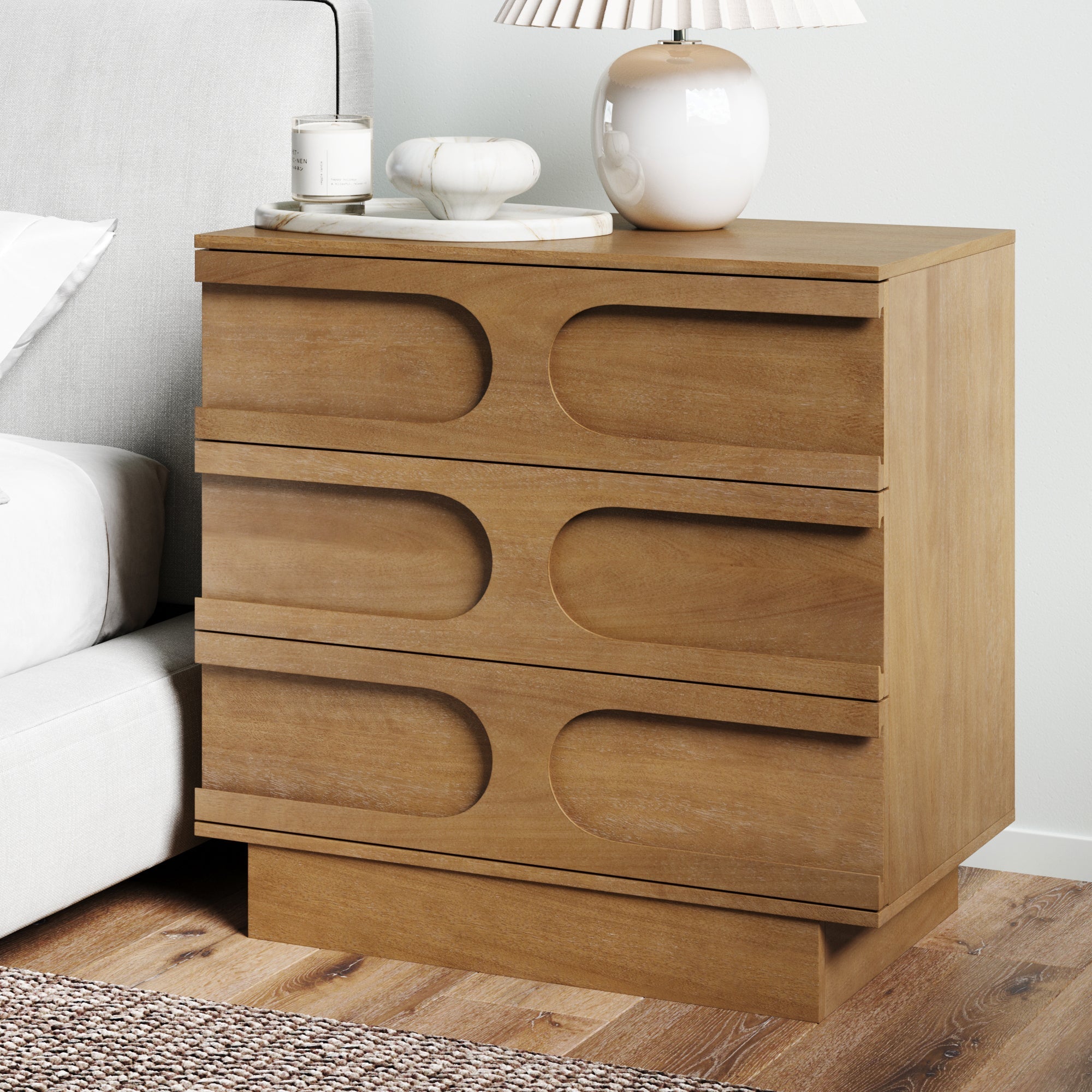 Mid-Century 3-Drawer Dresser Light Brown