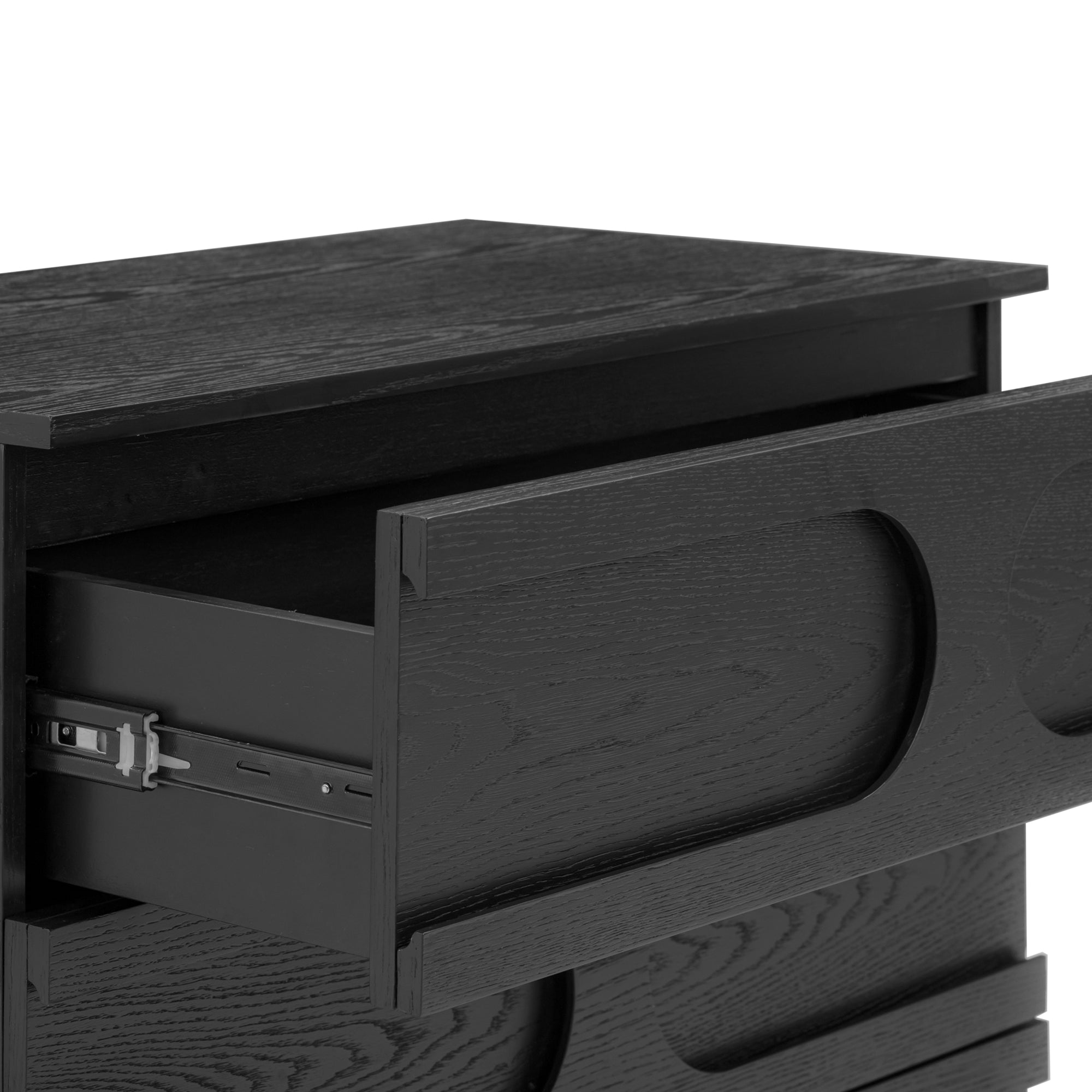 Mid-Century 3-Drawer Arched Dresser Black Oak