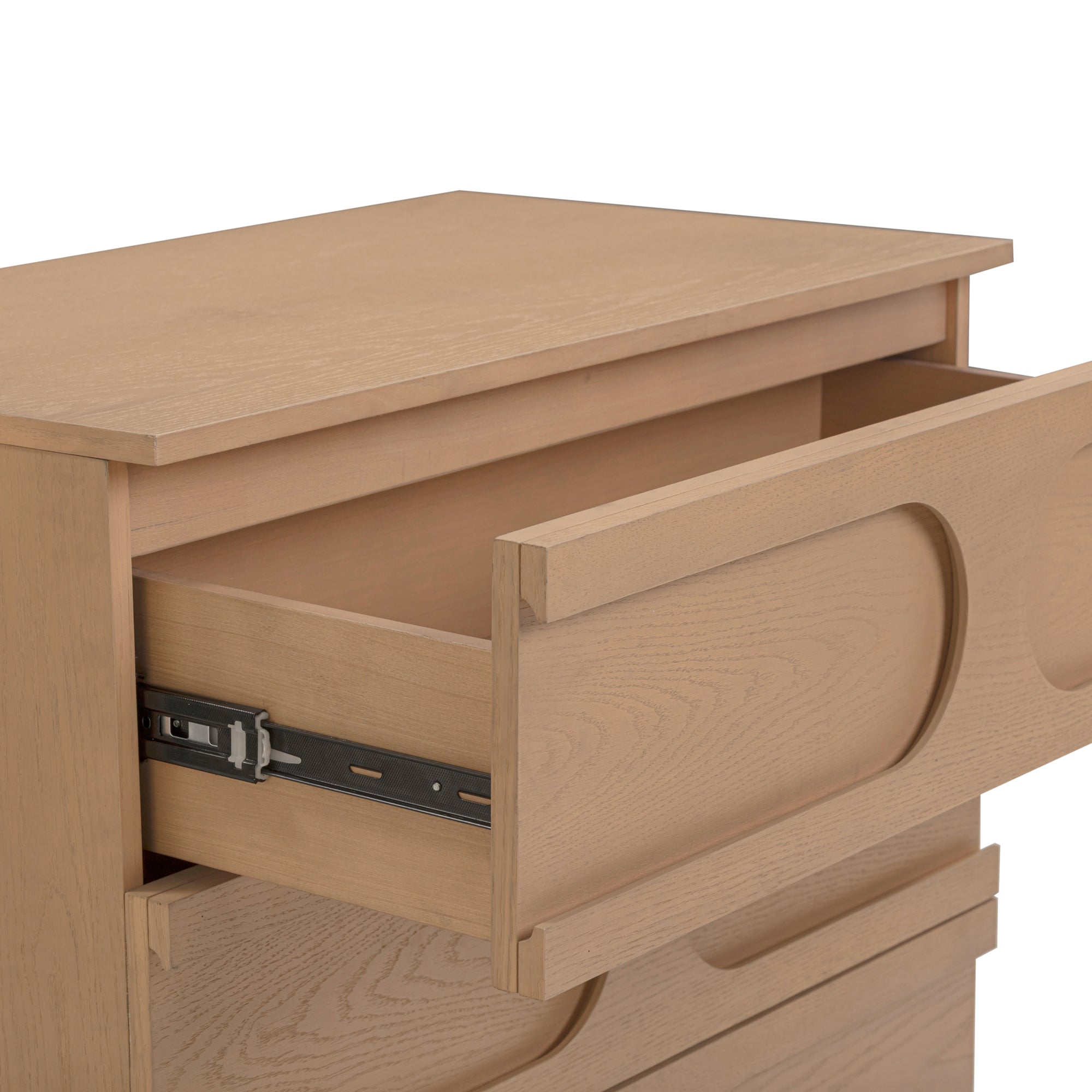 Mid-Century 3-Drawer Arched Dresser Raw Oak (Set of 2)