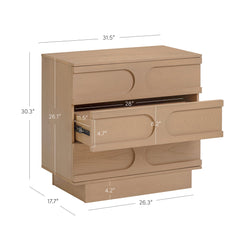 Mid-Century 3-Drawer Arched Dresser Raw Oak