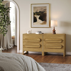 Modern Solid Wood 3-Drawer Dresser with Integrated Handles (Set of 2)