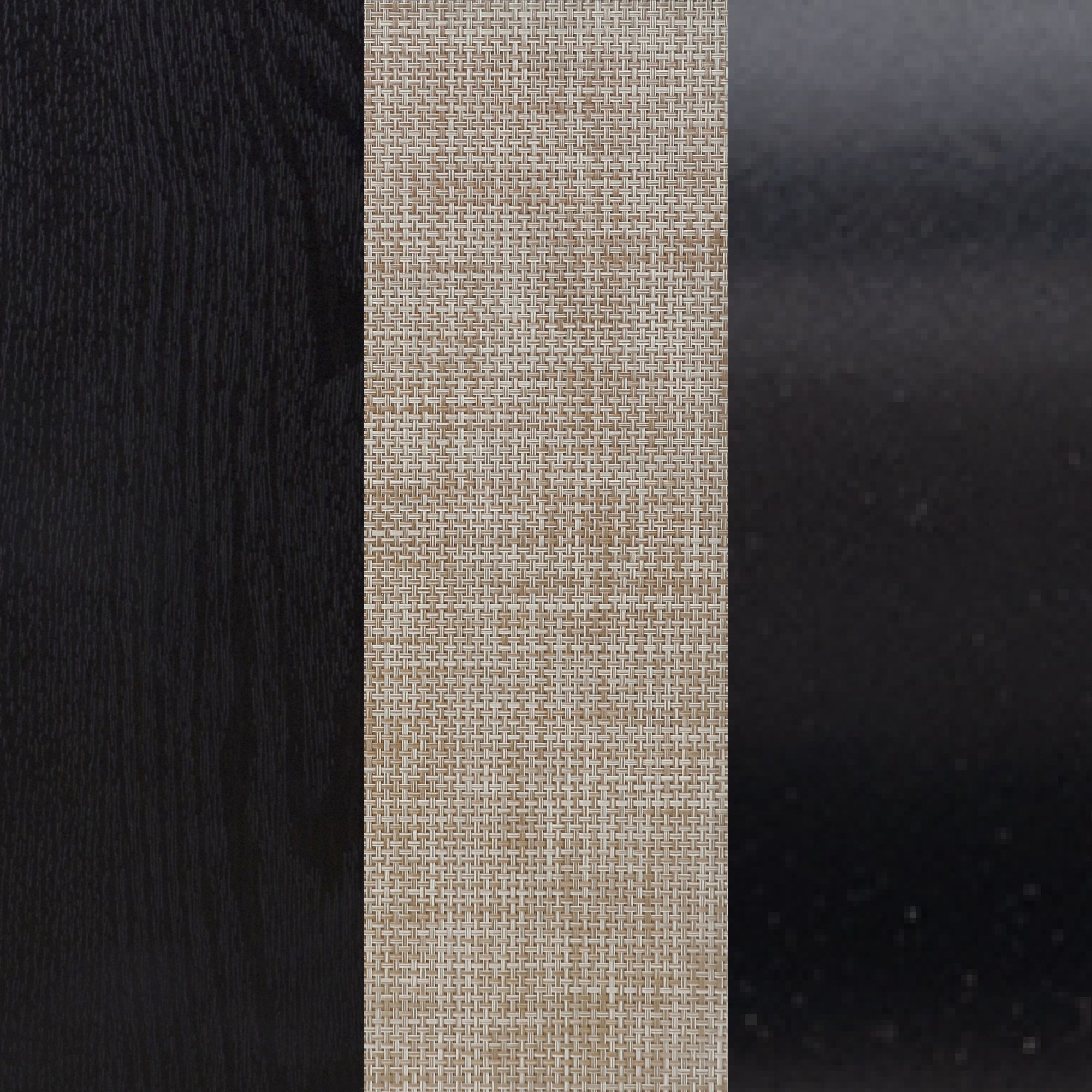 Rattan, Wood & Metal 3-Drawer Dressers Black (Set of 3)
